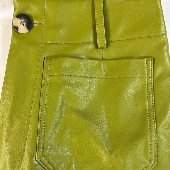 Anthropologie Maeve 25T wide leg vegan leather Chartreuse pants Green NWOT - Picture 2 of 9